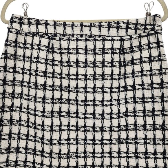 NEW Alexia Admor Womens 6 Skirt Tweed Mini Pencil Ivory Black Preppy Party Twee - Picture 4 of 12